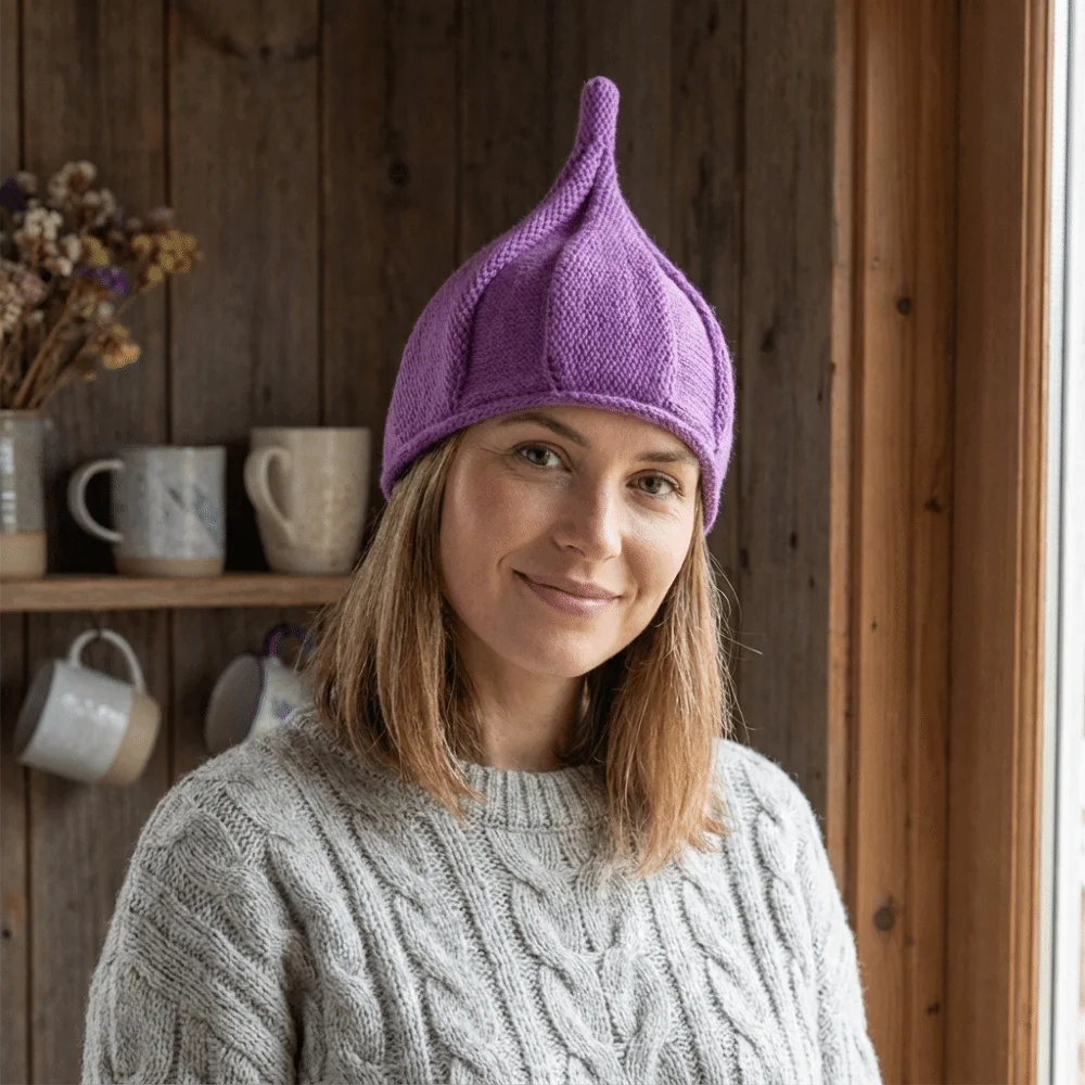 Casual Spire Knitted Beanie Hat Korean Style Solid color Nipple Hat Soft Twist Pullover Hat Autumn Winter