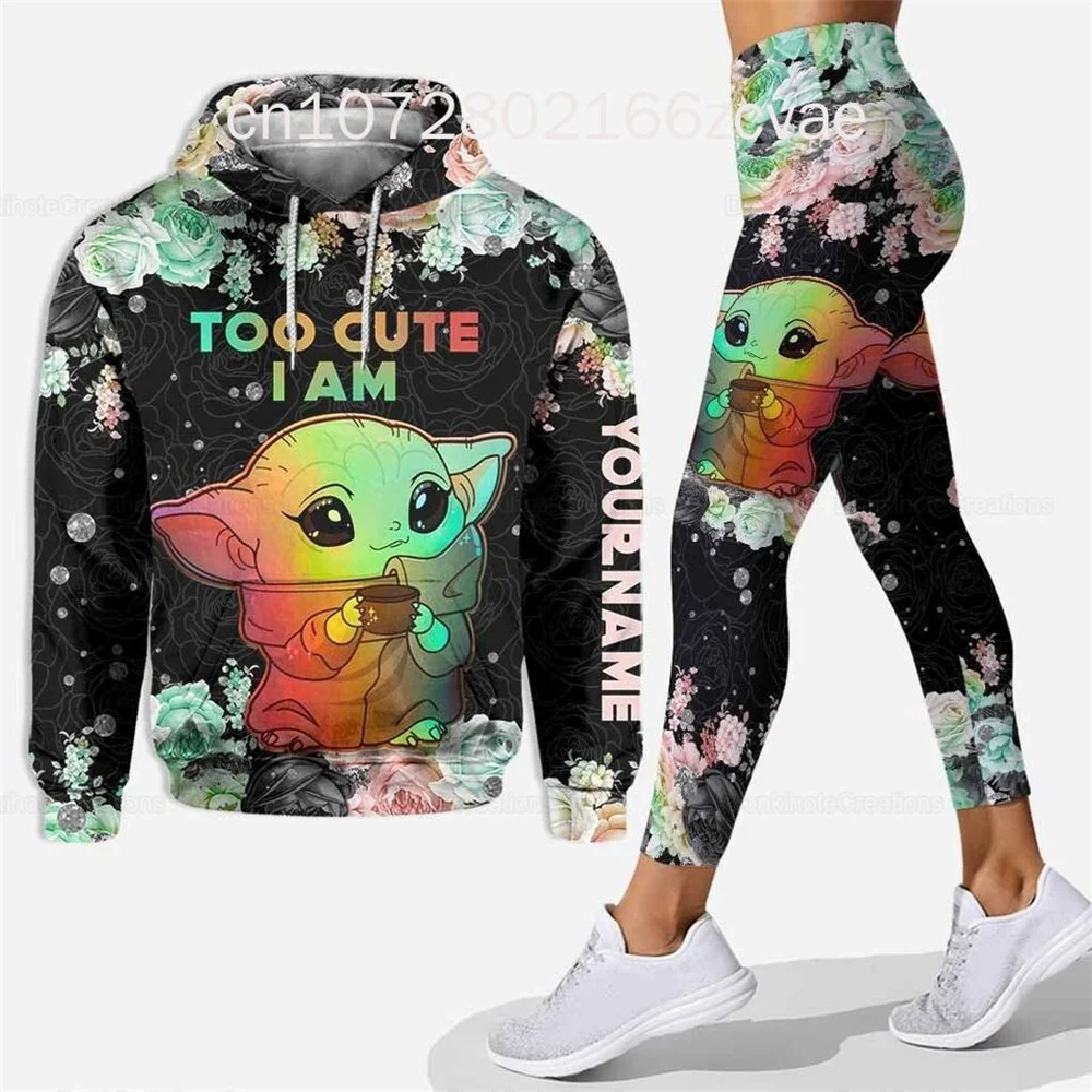 

2025 New Disney Baby Yoda 3D Hoodie Women Hoodie Set Baby Yoda Yoga Pants Sweatpants Fashion Sports Suit