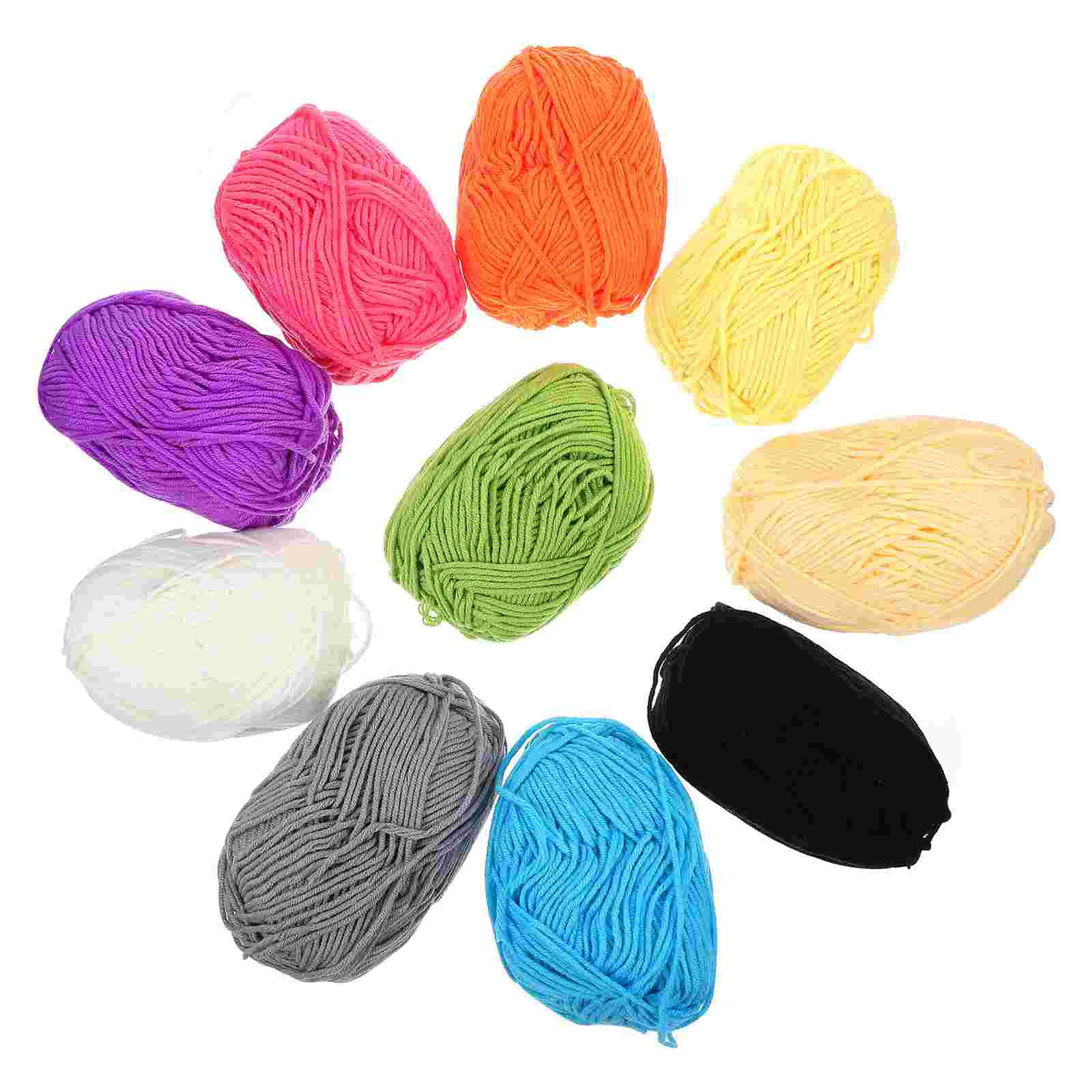 

10 Pcs Wool Suit DIY Crafting Cotton Yarn Crochet Hook Colored Skeins for Knitting Handcrafts Hand-knitting