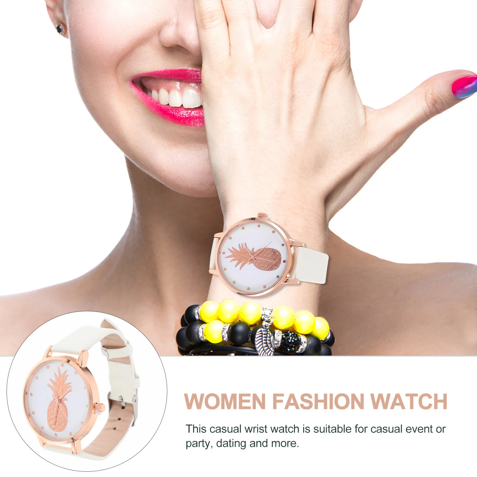 ساعة يد نسائية أنيقة بحزام كوارتز من البولي يوريثان كاجوال كلاسيكية أنيقة هدية للزوجة والصديقات #4