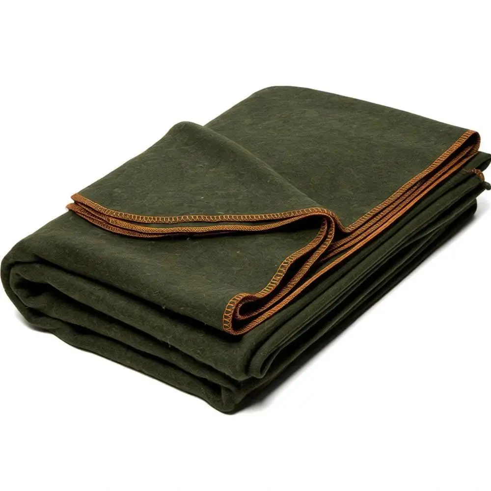 Military Wool Blanket - Warm, Thick, Washable - Ideal for Outdoors, Camping, Stadiums, Picnics, Travel - Car & Survival Kit Esse