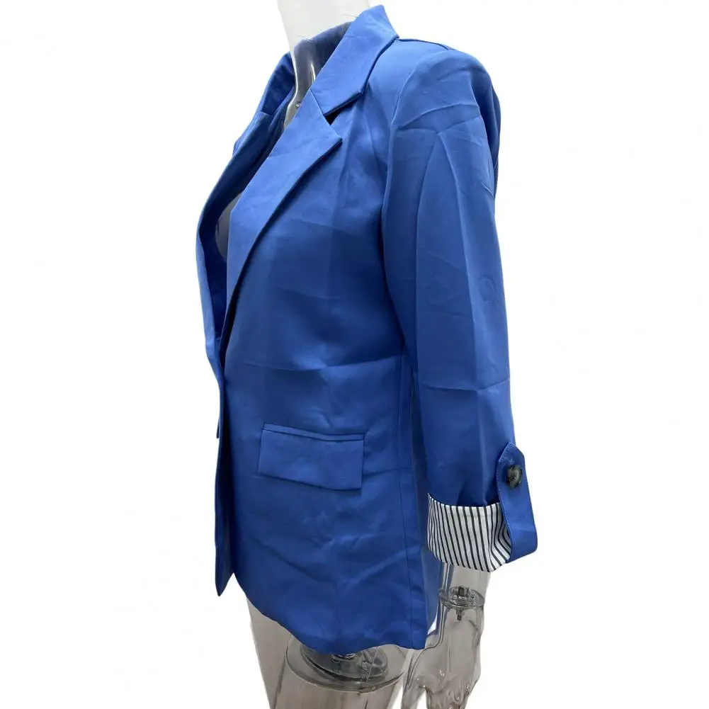 Women Business Attire Women Lapel Collar Blazer 3/4 Sleeve Business Suit Jacket Office Work Short Blazer with Button Detail