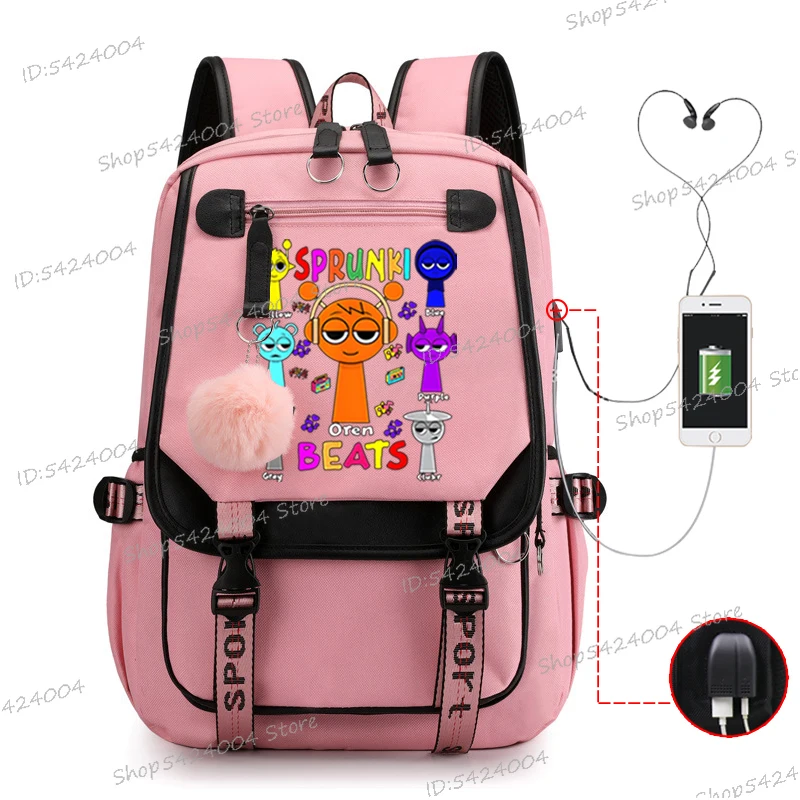 Mochila escolar Sprunki Oren Beats con patrón de dibujos animados para niños y niñas Sprunki Incredibox, regalo para amantes del juego, mochila de hombro para hombres y mujeres