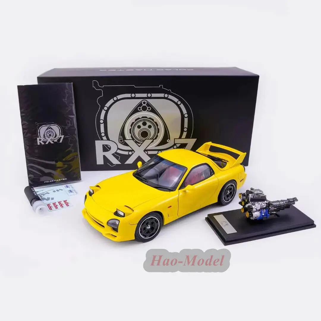 POLAR MASTER 1/18 For Mazda RX7 SPEED Alloy Diecast Car Model Simulation Toys Boys Birthday Gifts Hobby Display Ornaments Yellow