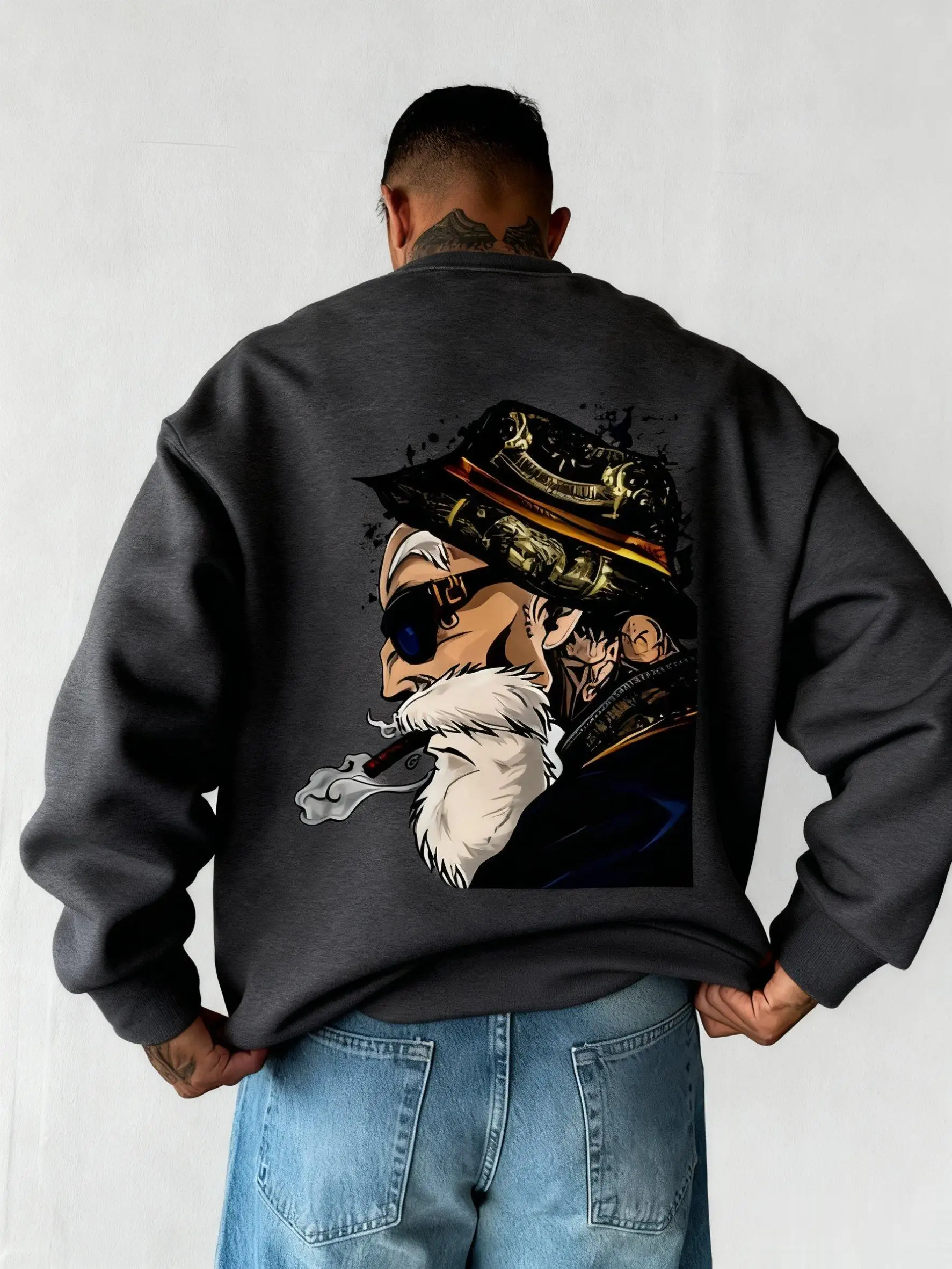 오버사이즈 드래곤볼 스웨트셔츠 남녀 공용 스트리트웨어 캐주얼 라운드넥 후드티 빈티지 애니메이션 프린트 가을 패션 탑스