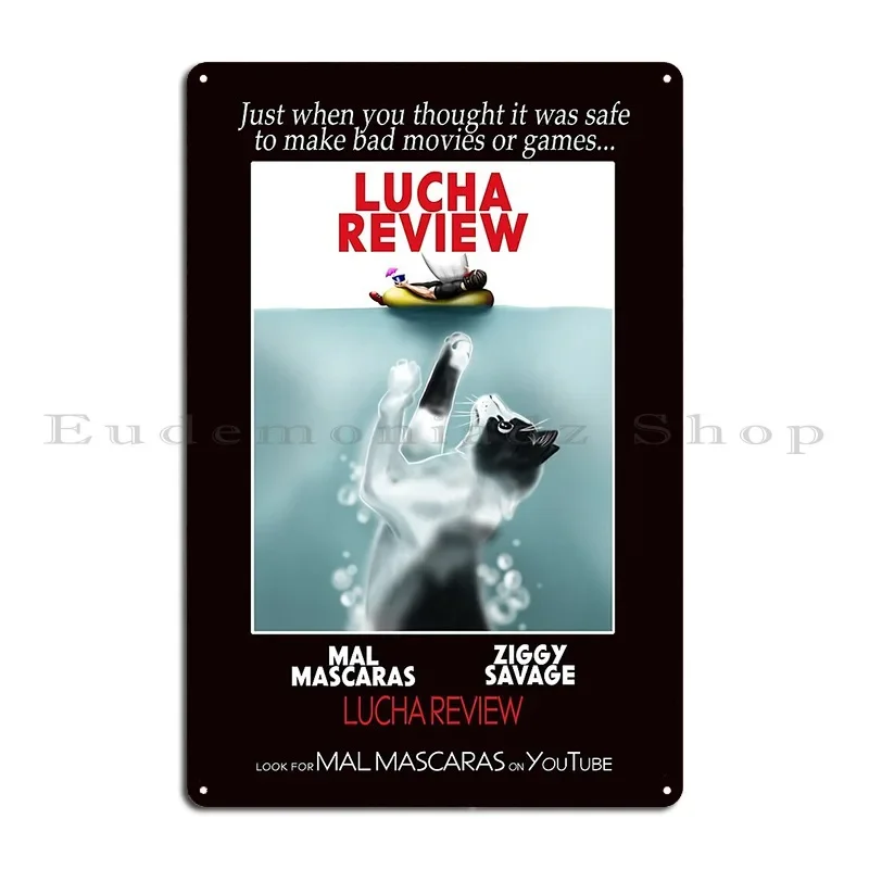 Lucha Review Cat Attack Parody Poster Metal Plaque Printed Party Wall Decor Party Cinema Tin Sign Poster
