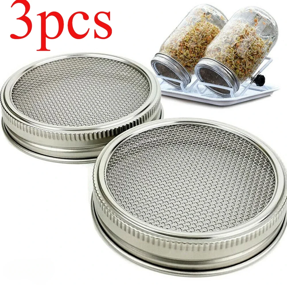 3pcs for Cover Germination Net Covers Silver 70mm High Quality Filter Jar Lid