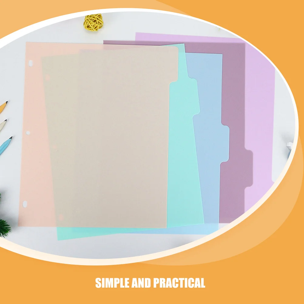 1Set Binder Dividers A4 Size Frosted PP Multi-Page Index Tabs for School Office Home File Organization Journal Inserts