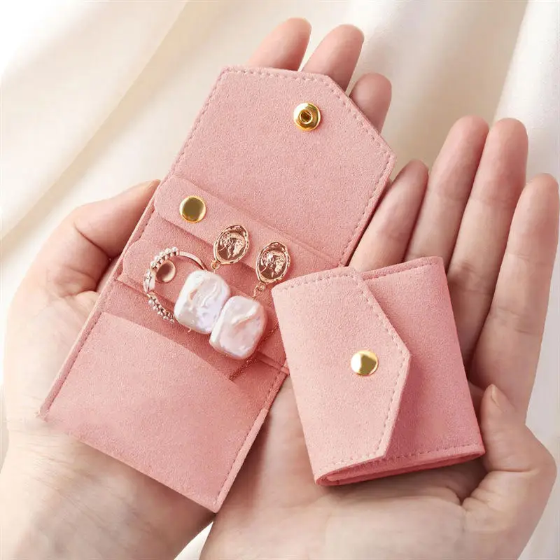 1pc Mini Jewelry Case Functional Storage Organizer Foldable Jewelry Bags for Rings Earrings Necklaces Packing Pouches Travel