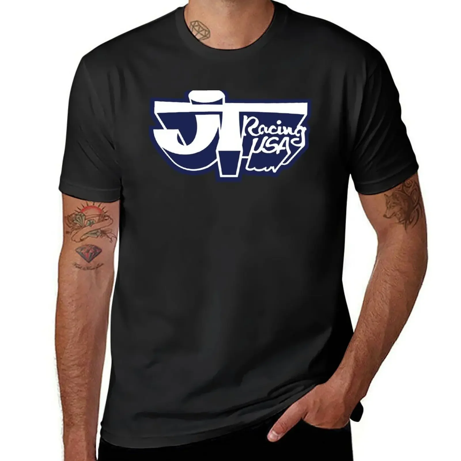 

JT Racing USA WHITE/BLUE- Old School BMX T-Shirt Short sleeve tee anime tshirt Short sleeve tee men