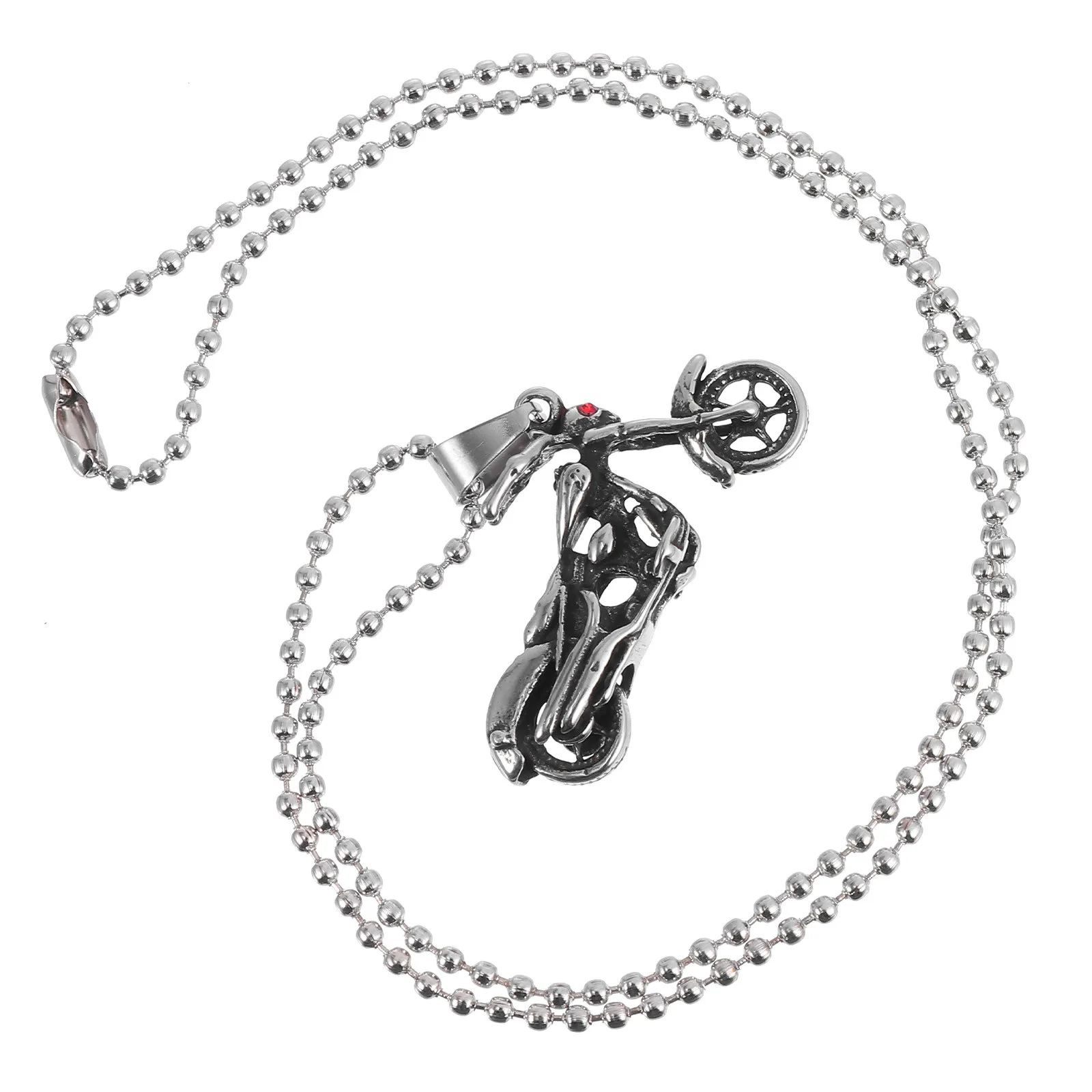 Stainless Steel Motorcycle Pendant Necklace Men Luxury Minimalist Design Easy to Wear Strong Durability Ideal Gift Work Daily