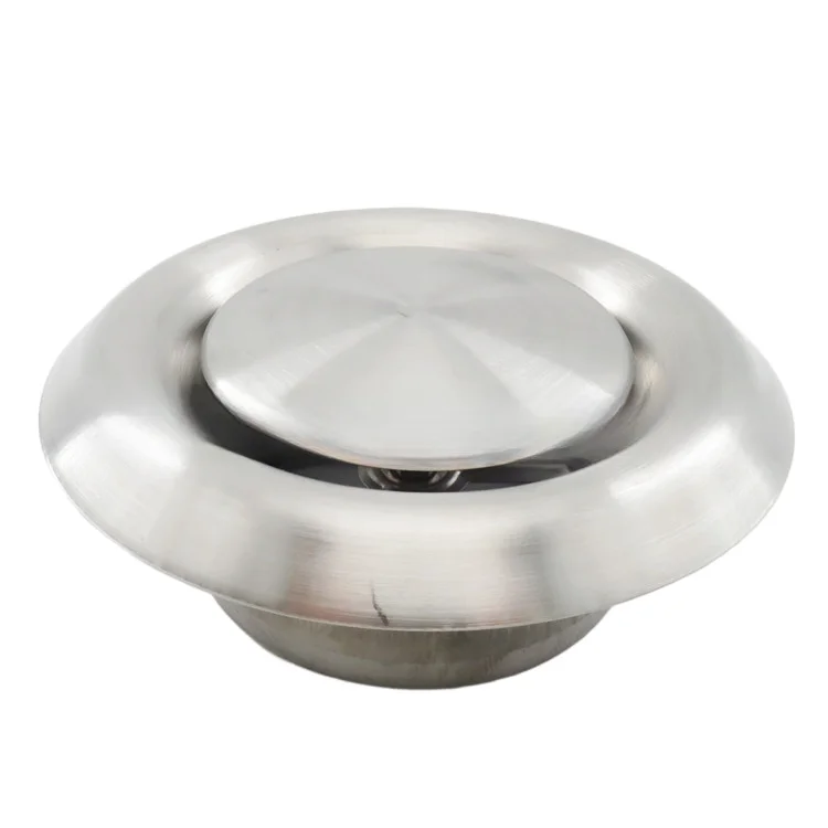 Ventilation outlet with spherical disc constructed from 304 stainless steel for use in bathroom fans and air conditioning units