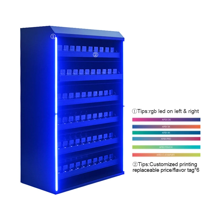 APEX Metal Smoke Display Stand RGB Led Custom Interlock Counter Top Display Shelf for Smoke Shop