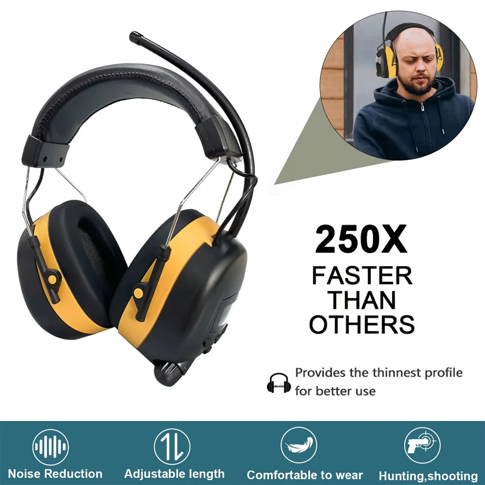 

30dB SNR Hearing Protection Headphones with Bluetooth Rechargeable Noise Reduction Safety Ear Muffs Wireless Hearing Protector