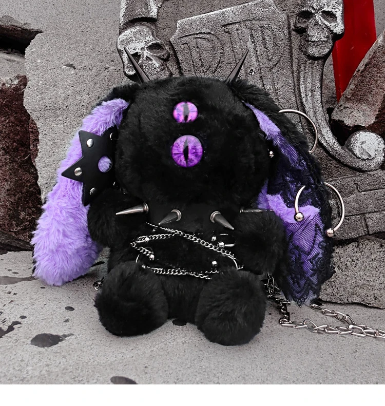 Blood Supply Original Halloween Limit! Devil Rabbit One Eye Doll Gothic Dark Plush Rabbit Bag