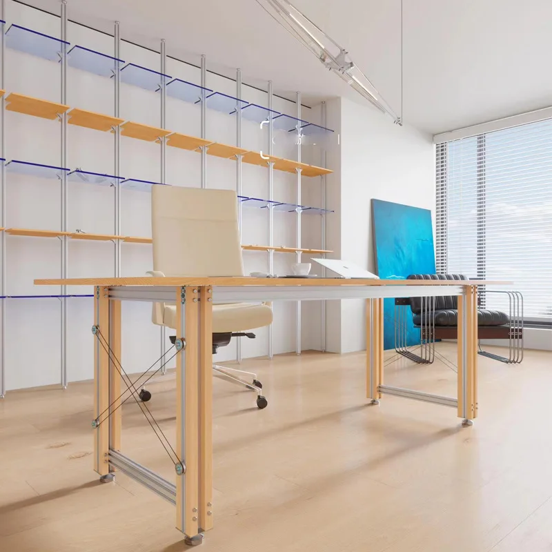 

Solid wood computer desk Student home living room Office long table Study table Aluminum profile workbench