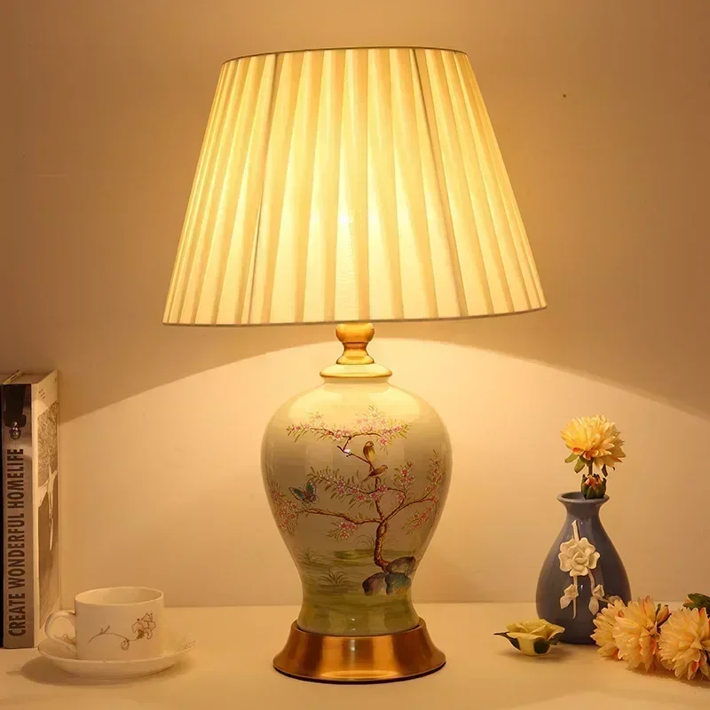 Ceramic Table Lamp Bedroom Bedside Table Lamp Creative and Cozy High-End American Retro European Simple Modern Chinese Lamps view 2