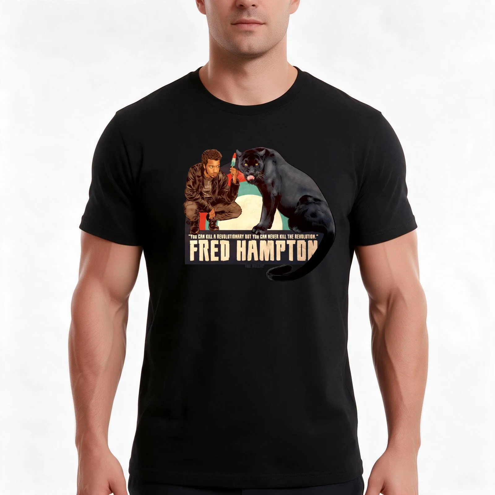 Dollop - Fred Hampton T-Shirt, Summer Casual Cotton Tee, Oversized Streetwear Tops, Vintage Graphic Print, Unisex Men Women
