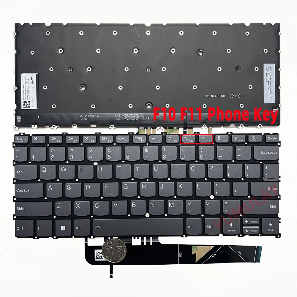 

US/Russian Backlit Keyboard for Lenovo YOGA 6-13ALC7 6-13ABR8 6-13ALC8 6-13ARE8 PT3SB-USA SN3116B SN21E38279 V213120BS1-RU