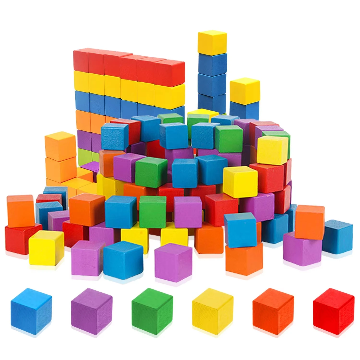 Cubo de arco-íris de madeira sensorial das crianças jogo de quebra-cabeça aprendizagem cor empilhamento blocos de construção brinquedo montessori matemática precoce