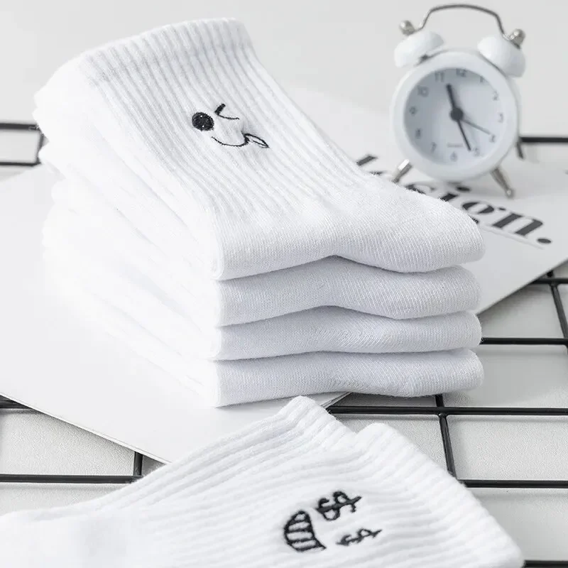 5 Pairs Cute Casual Socks For Womens Soft Versatile Fashionable Girl Socks Tide Medium Length Stockings Kawaii Mini Crew Socks image 4
