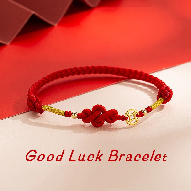 Handgefertigte geflochtene Imitation Zinnober Unendlichkeitssymbol-Armbänder für Damen und Herren, schlichtes rotes Seil, Pfirsichblüten-Transfer-Perlenarmband – Detail 15