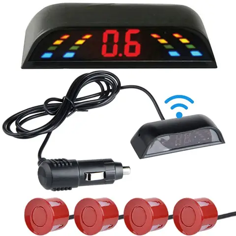 EURS 새로운 무선 자동차 자동 Parktronic LED 주차 센서 4 역방향 백업 레이더 모니터 감지기 시스템 디스플레이