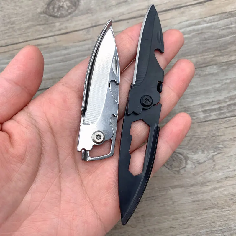 Mini coltello pieghevole tascabile in acciaio inossidabile 420 campeggio all'aperto EDC piccoli utensili manuali portachiavi apribottiglie