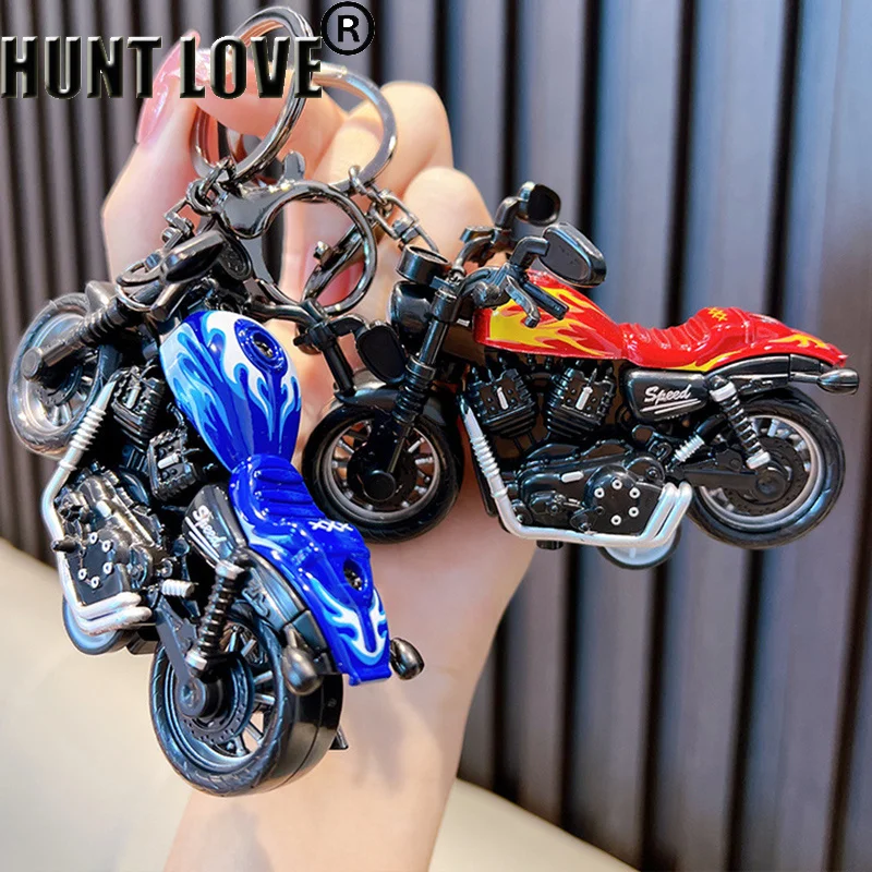 1Pcs Motor Keychain Toy Car Key Ring Simulation Power Motorcycle Model Key Chain Bag Charms Best Gift For Kids Women Men