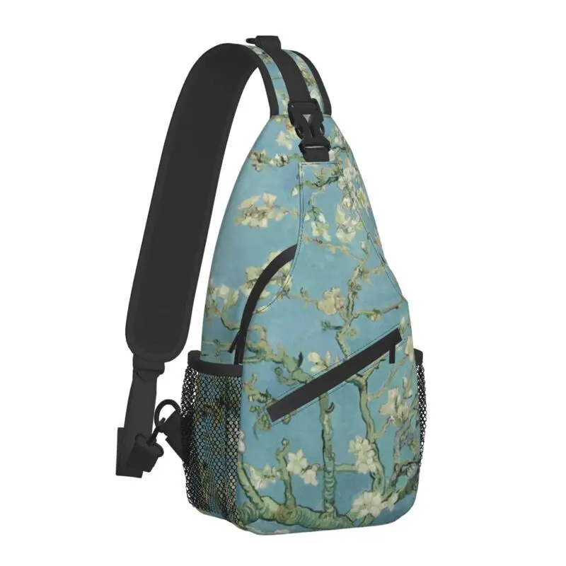 Almond Blossoms By Vincent Van Gogh Sling Chest Crossbody Bag Men Fashion Flowers Painting Shoulder Backpack for Camping Biking