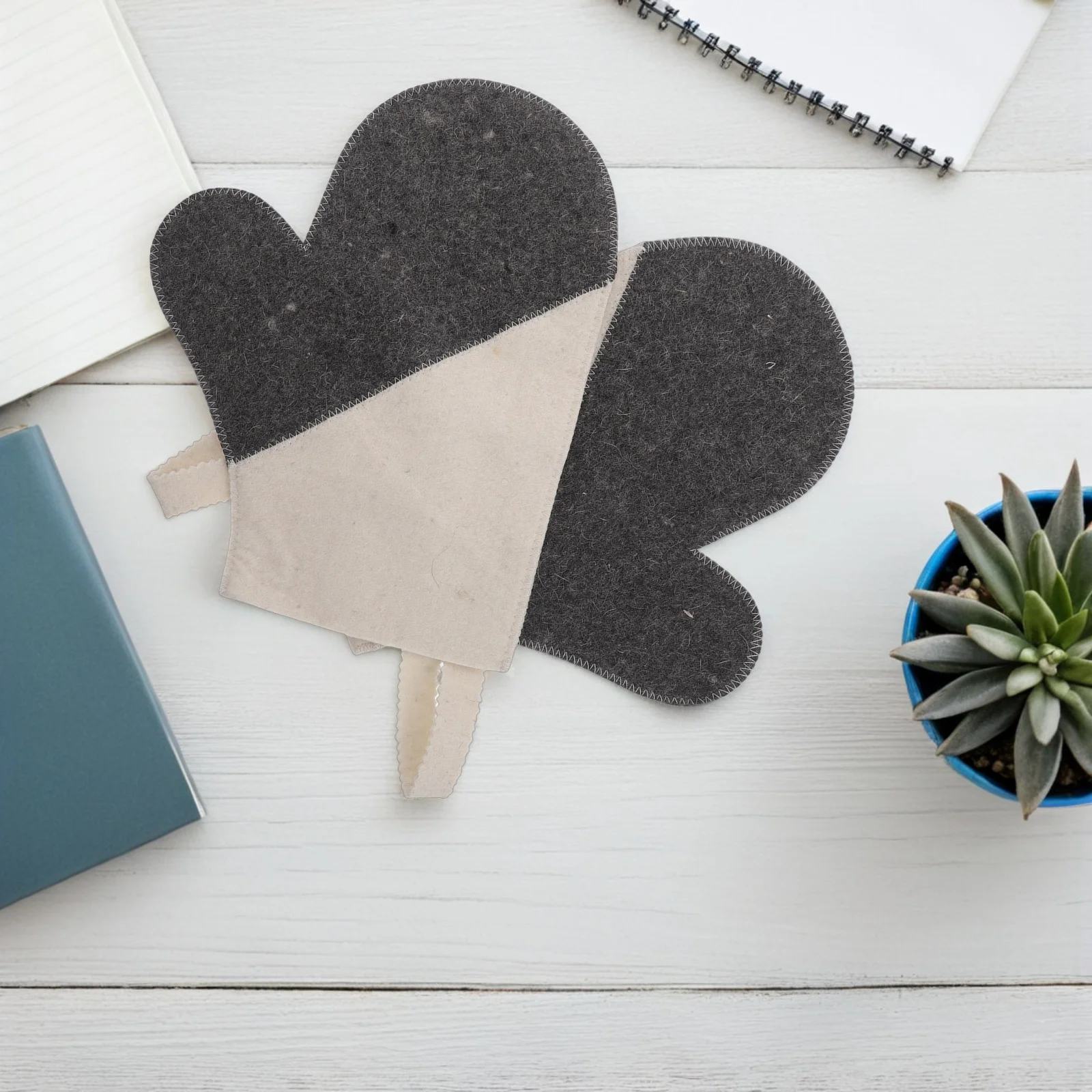 قطعتان من قفازات الساونا عالية الأداء من الصوف الطبيعي المقاوم للساونا والمنتجعات الصحية للاسترخاء المريح