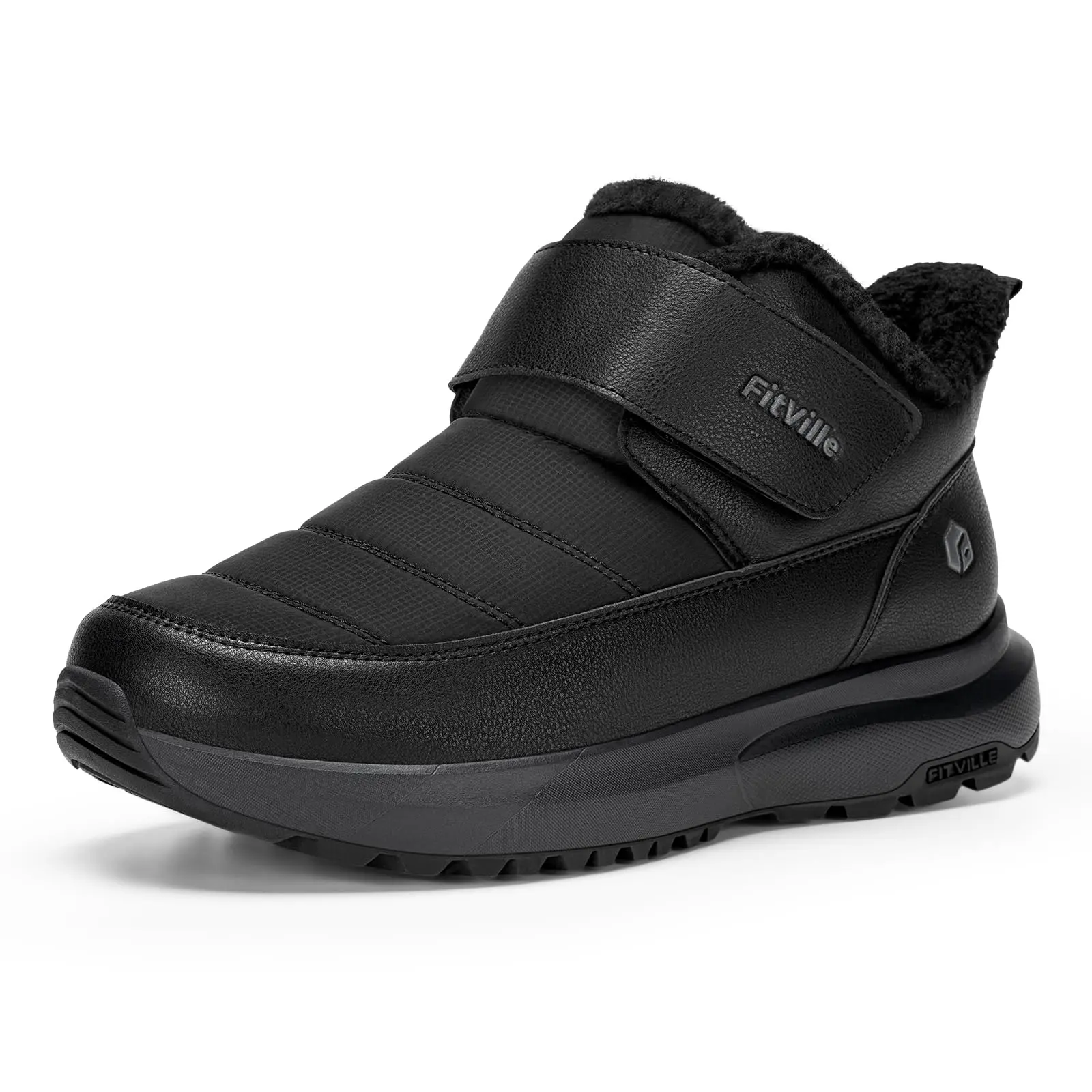 FitVille Men'S Snow Boots Winter Shoes Fur Lining Waterproof Fleece‑Lined Warm Boots For Men Heat Lock Technology For Outdoor