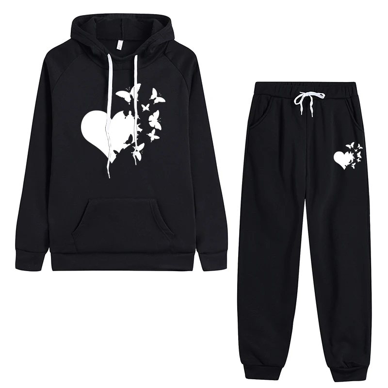 

Women's Casual Sports Outfit Hooded Sweatshirts and Sweatpants Lovely Cute Pattern Printing Hoodie Set Gym Outdoor Jogging Suits