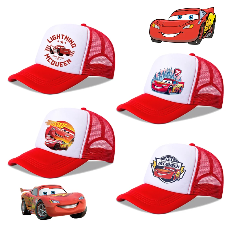 Cars Kids Baseball Cap Boys Girls Lightning Mcqueen Printed Sun Hat Cartoon Adjustable Peaked Caps Summer Breathable Casual Hats