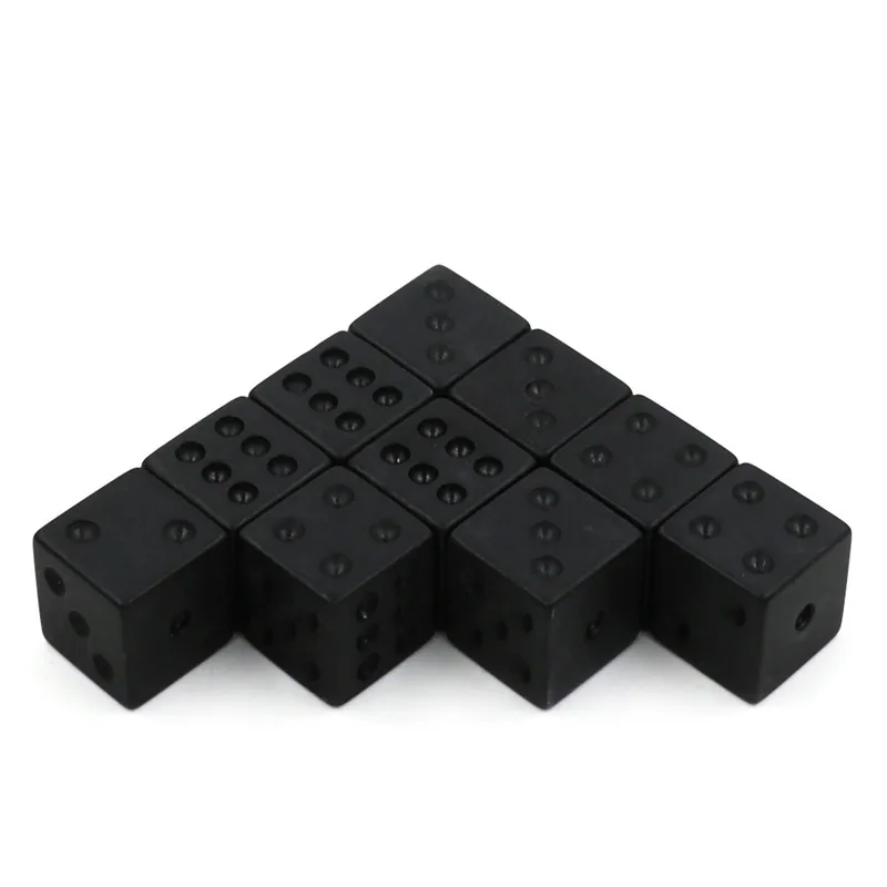 10pcs/set 16mm Black Cool Acrylic Matte Non-printed Points Black Dice Right Angle Cube For Bar KTV Board Game Accessories