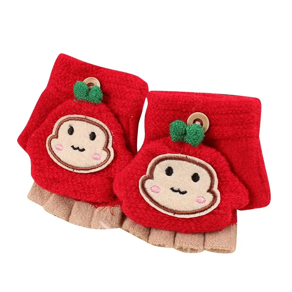 

1-5 Years Warmth Production Children Knitted Flip Cover Half Finger Mitten Gloves Mittens