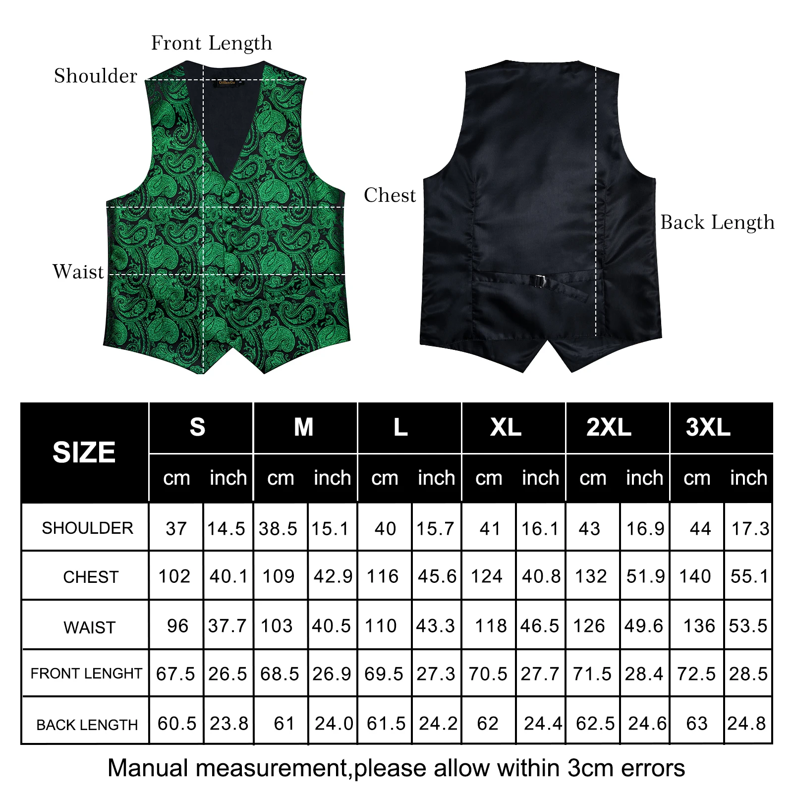 Fashion Green Paisley Vest for Man Business Festival Dress Fit Men\'s Waistcoat Luxury Silk Necktie Pocket Square Cufflinks Ring