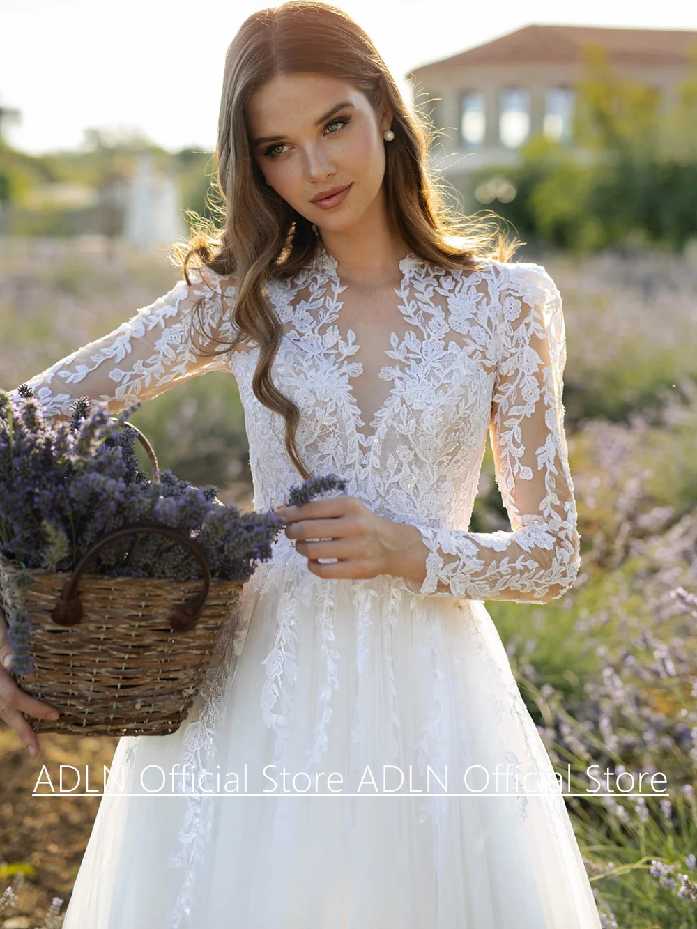 Romantisches Boho-Hochzeitskleid für die Braut der Frau, maßgeschneidert, lange Ärmel, durchsichtige Pailletten-Applikation, weicher Tüll, A-Linie-Brautkleid