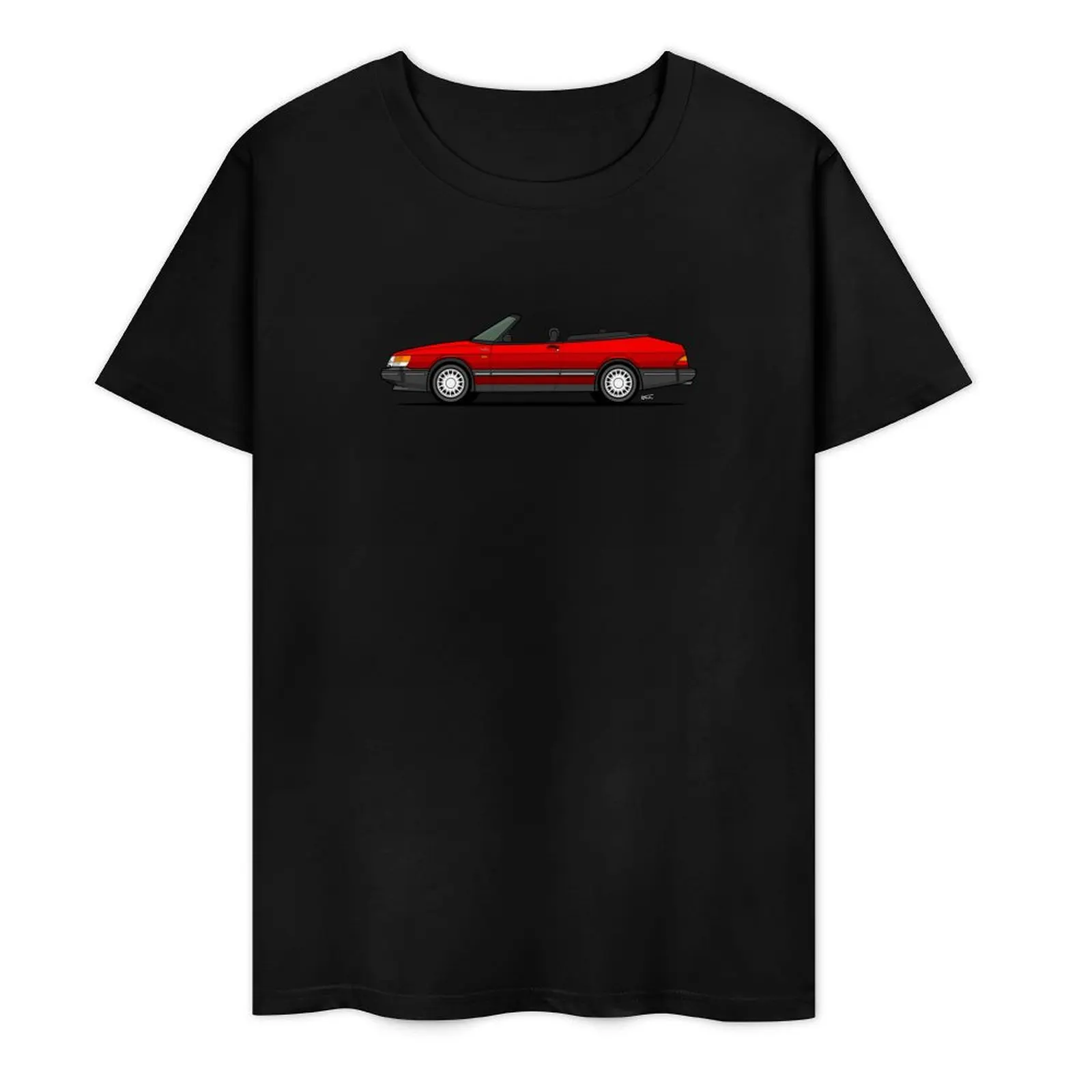 Saab 900 Turbo convertible Single side view illustration - Red T-Shirt customs animal prinfor boys clothes for men