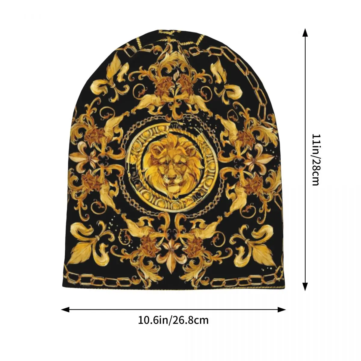 Golden Lion Luxury Design European Baroque Skullies Beanies Hat Spring Unisex Street Cap Warm Dual-use Bonnet Knitting Hats