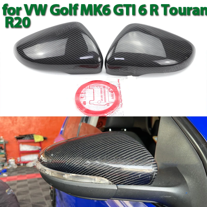 

Real Carbon Fiber Side Rearview Mirror cover Cap add-on for VW Volkswagen Golf 6 MK6 5K 2009-2014 Touran 2011-2014