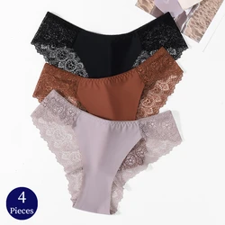 TrowBridge 4PCS/Set Women's Panties Fashion Elegant Lace Underwear Sexy Lingerie Female Breathable Briefs Comfortable Underpants