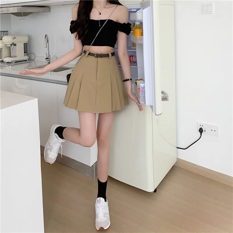 Pleated Skirts Women Solid Design Fashion Simple Japanese Style Teens Mini High Waist All-match Streetwear Summer Cozy Faldas