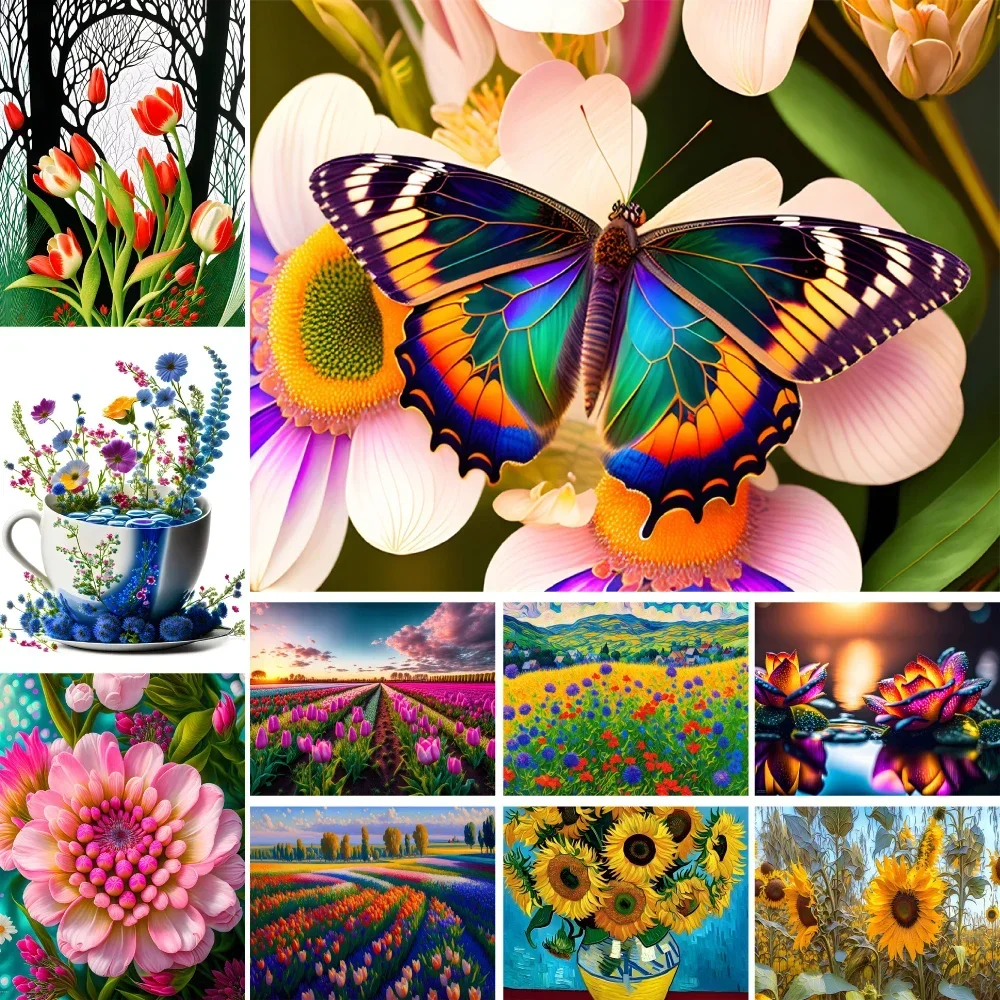 

592012 Flowers Sunflower Tuilp DIY Painting By Numbers Kit Oil Paints 50*70 Canvas Pictures New Design For Children