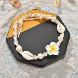 2023 Women Anklets Clay Shell Frangipani Anklets Bohemian Flower Sea Shell Beads Anklet Foot Chain Women Barefoot Ankle Bracelet