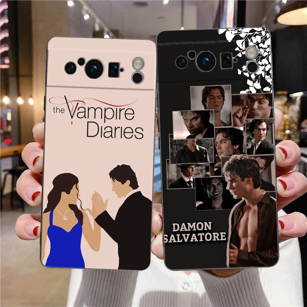 Phone Case For Google Pixel 9 8 8A 7 7A 6 Pro XL 6A 5G Black Soft Shockproof Back Cover TPU Shell The Vampire Diaries Damon