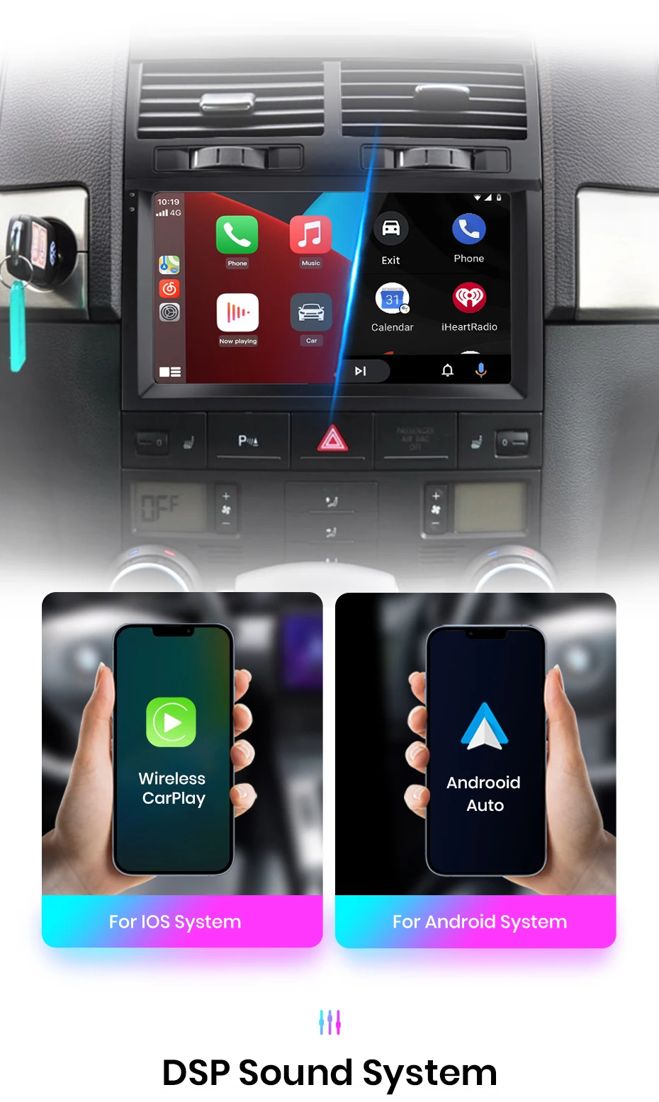 Junsun carplay android auto autoradio für volkswagon tuareg 2006-2018 gps intelligente systeme stereo multimedia autoradio – Detail 13