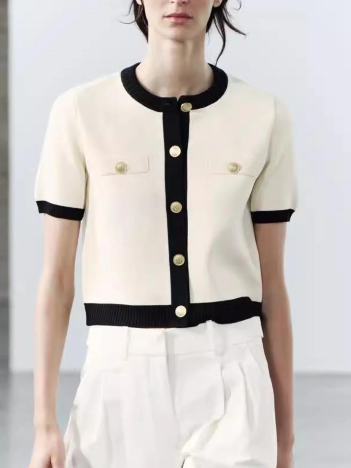 

Осень 2023, Новое поступление, женский вязаный ор Све, круглый открытый кардиган, модный цветной дизайн, свободная повседневная одежда