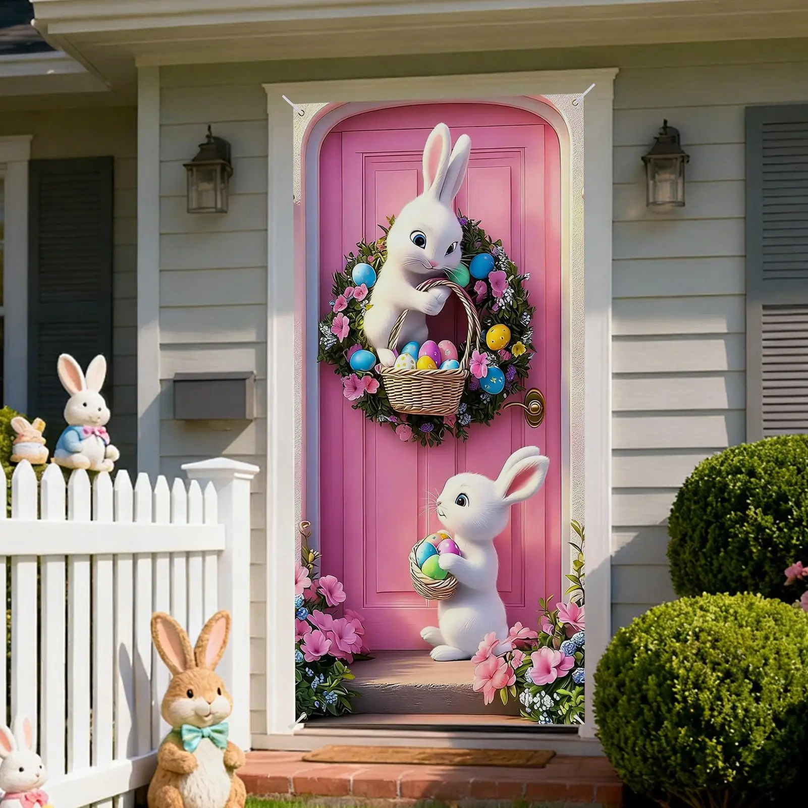 Happy Easter Banner 90x180cm Funny Spring Signs Front Door Sign Happy Easter Banner For Office Classroom Farmhouse Porch