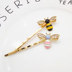 Cute Bee Delicate Hair Clip Drop Oil Vintage Head Ornament Bow Metal Hairpin Hair Accessories for Women Girls